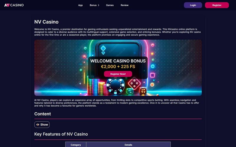 Spiludvalg og softwareprogram på NV Casino